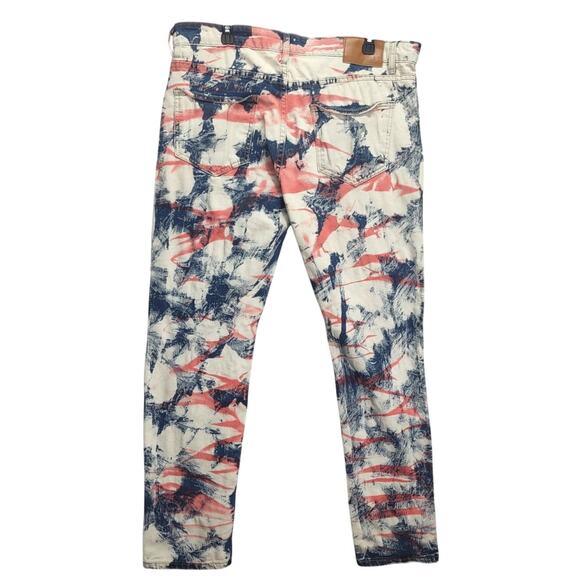 Waimea Mens Distressed Skinny Slim Red Wash Spandex Stretch Denim Jeans - Picture 2 of 10